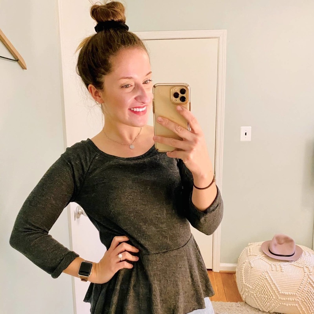 Aerie Soft Gray Peplum Top Button Back small Cute